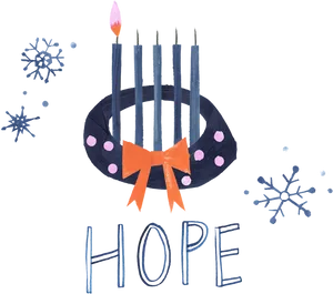 Hopeful Birthday Candleand Snowflakes PNG Image