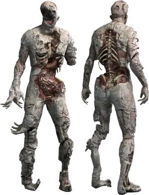 Horrific Zombie Creature Model PNG Image