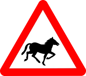 Horse Traffic Sign Warning PNG Image