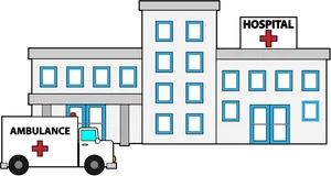 Hospital Buildingand Ambulance Vector PNG Image