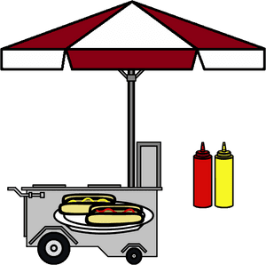 Hotdog Cart,ketchup And Mustard By - Hot Dog Stand Png, Transparent Png PNG image with transparent background