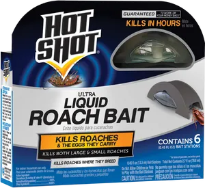 Hot Shot Ultra Liquid Roach Bait Product Packaging PNG Image