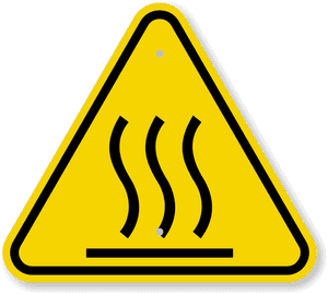 Hot Surface Warning Sign PNG image with transparent background