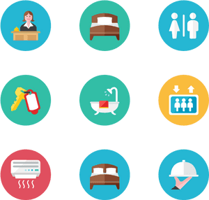 Hotel Services Icons Set PNG image with transparent background