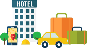 Hotel Stay Travel Concept Illustration PNG image with transparent background