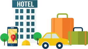 Hotel Stay Travel Concept Illustration PNG Image