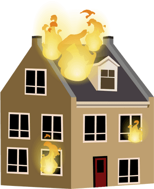 House Fire Illustration PNG image with transparent background