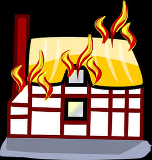 House On Fire Cartoon Illustration PNG with transparent background