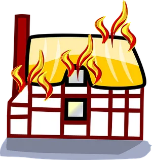 House On Fire Cartoon Illustration PNG Image