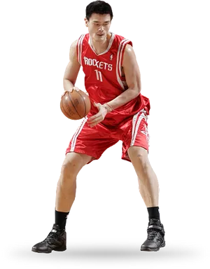 Houston Rockets Basketball Player Dribbling PNG Image