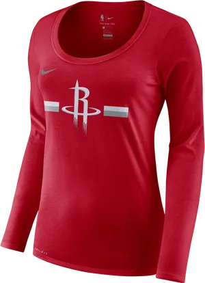 Houston Rockets Nike Womens Red Long Sleeve Shirt PNG Image