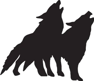 Howling_ Wolves_ Silhouette PNG Image