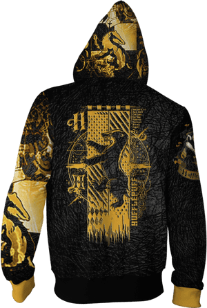 Hufflepuff 3d Zip Up Hoodie - Hoodie, HD Png Download PNG image with transparent background