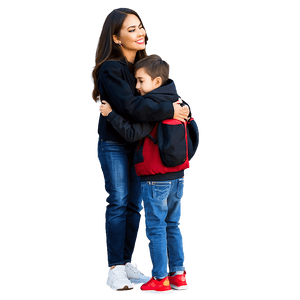 Hugging Mom and Son PNG ofh PNG image with transparent background
