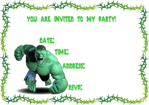Http - //www - Creativeprintables - Org/free Incredible - Hulk Birthday Invitation Template, HD Png Download PNG image with transparent background
