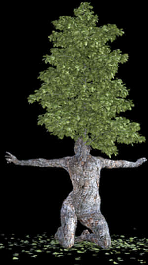 Humanoid Tree Artwork PNG with transparent background