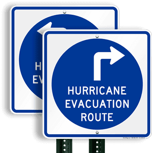 Hurricane Evacuation Route Upper Right Arrow Sign - Hurricane Evacuation Sign, HD Png Download PNG with transparent background