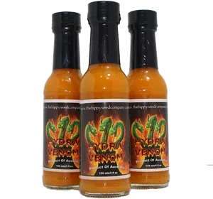 Hydra Venom Hot Sauce Bottles PNG Image