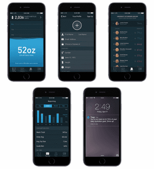 Hydration Tracking App Screenshots PNG image with transparent background