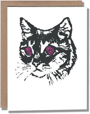 Hypnotic Cat Drawing PNG Image