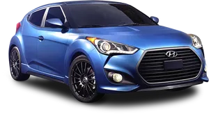 Hyundai Veloster Blue Side View PNG Image