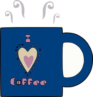 I Love Coffee Mug Design PNG Image