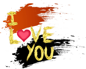 I Love You Artistic Text Design PNG image with transparent background