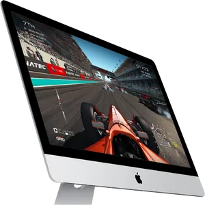 I Mac Racing Game Display PNG Image