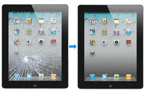 I Pad Screen Before After Repair PNG Image