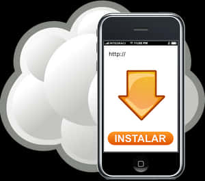 i Phone Cloud Download Installation PNG image with transparent background