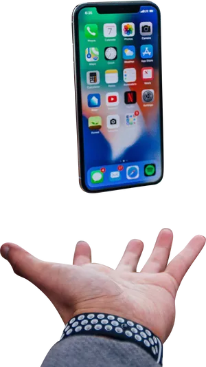 I Phone X Balancedon Hand PNG Image