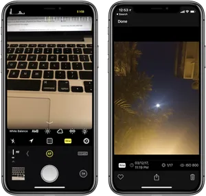 I Phone12 Camera Interface Night Photography PNG Image