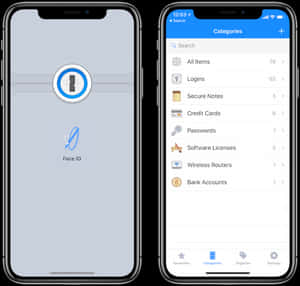 i Phone12 Face I D Password Manager App Screen PNG image with transparent background