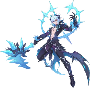 Ice Elemental Anime Character PNG Image