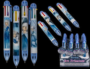 Ice Princess Multi Color Pens Display PNG image with transparent background