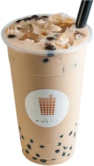 Iced Bubble Teain Clear Cup PNG Image