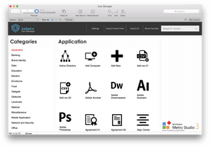 Icon Management Software Interface PNG image with transparent background