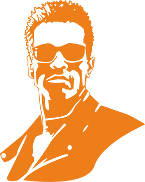 Iconic Action Star Vector Portrait PNG Image