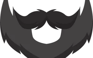 Iconic Black Mustacheand Beard PNG Image