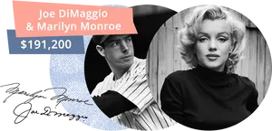 Iconic Couple Portrait Joeand Marilyn Price Tag PNG Image