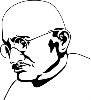 Iconic Gandhi Profile Vector PNG Image