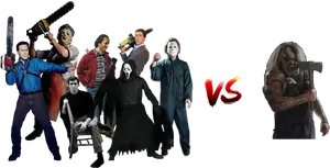 Iconic Horror Characters Faceoff PNG Image