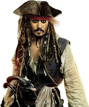 Iconic Pirate Costume Portrait PNG Image