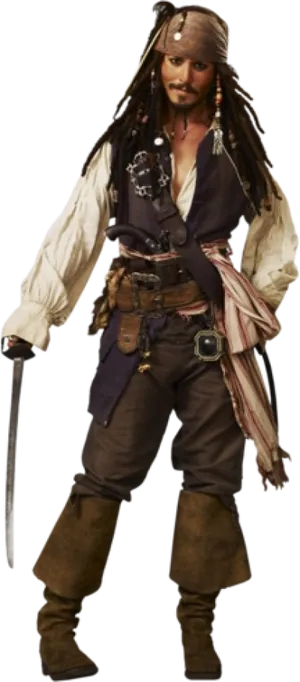 Iconic Pirate Costume Pose PNG Image