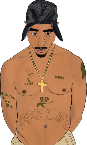 Iconic Rapper Illustration PNG Image