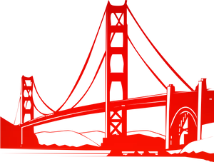 Iconic Red Bridge Graphic PNG Image