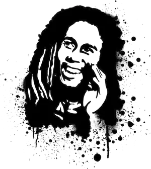 Iconic Reggae Artist Stencil PNG Image