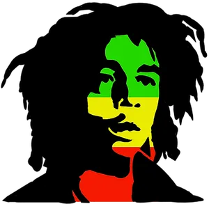 Iconic Reggae Legend Vector Portrait PNG Image