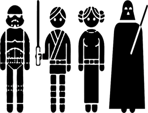 Transparent Wall Clipart Black And White - Outline Of Star Wars Characters, HD Png Download PNG image with transparent background