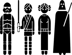 Iconic Sci Fi Characters Silhouettes PNG Image